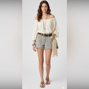 Free People Highrise Grey Wash Denim Shorts